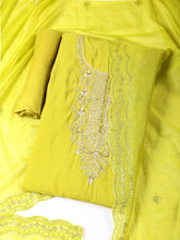 Neck Embroidered Chanderi Unstitched Suit With Dupatta